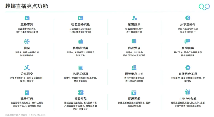 螳螂私域的SCRM直播：弹幕、互动、红包…